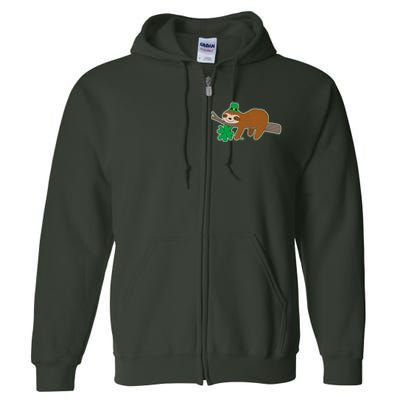 Cute Funny St Patrick's Day Sloth Full Zip Hoodie