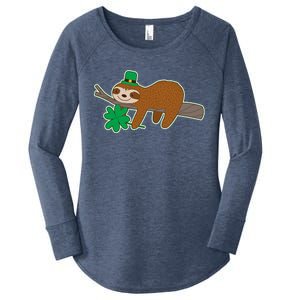 Cute Funny St Patrick's Day Sloth Women's Perfect Tri Tunic Long Sleeve Shirt