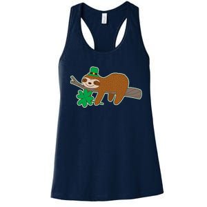 Cute Funny St Patrick's Day Sloth Women's Racerback Tank