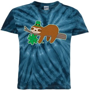 Cute Funny St Patrick's Day Sloth Kids Tie-Dye T-Shirt