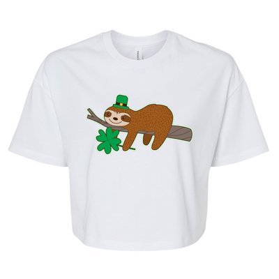 Cute Funny St Patrick's Day Sloth Bella+Canvas Jersey Crop Tee