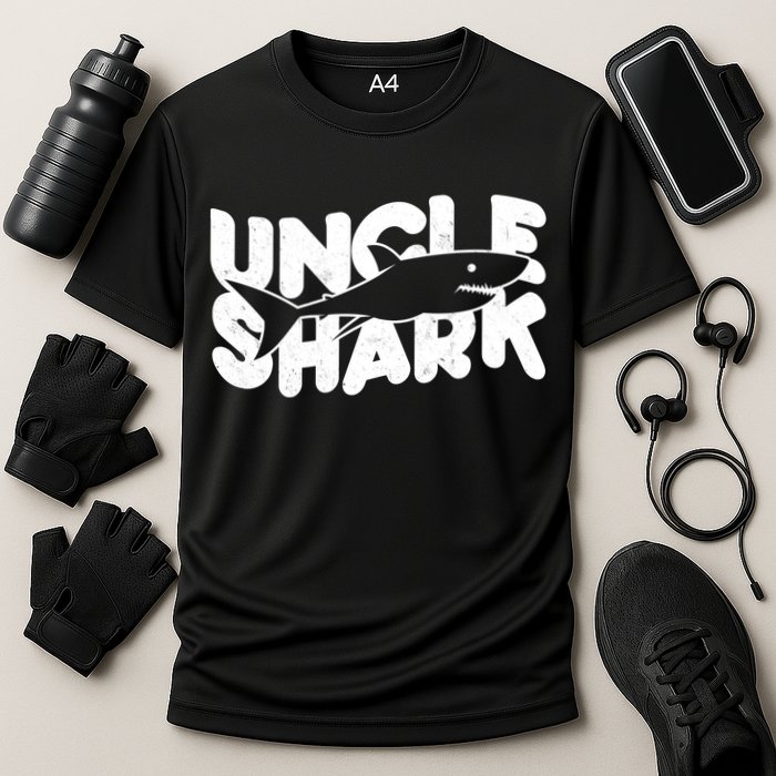 Cute Funny Uncle Shark Cooling Performance Crew T-Shirt