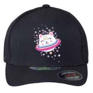 Cute Galaxy Saturn Cat  Flexfit Unipanel Trucker Cap