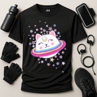 Cute Galaxy Saturn Cat  Cooling Performance Crew T-Shirt