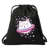 Cute Galaxy Saturn Cat  Drawstring Bag