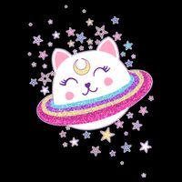 Cute Galaxy Saturn Cat  Drawstring Bag