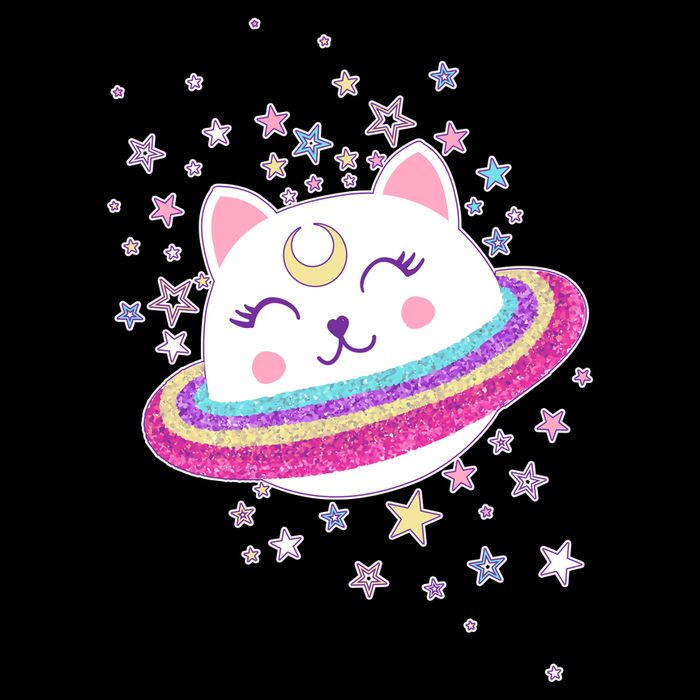 Cute Galaxy Saturn Cat  Drawstring Bag