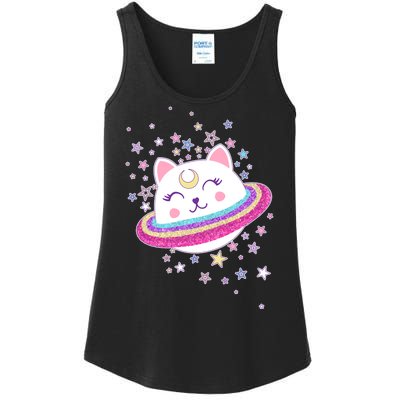 Cute Galaxy Saturn Cat  Ladies Essential Tank