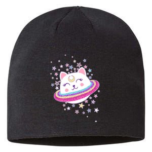 Cute Galaxy Saturn Cat  Sustainable Beanie