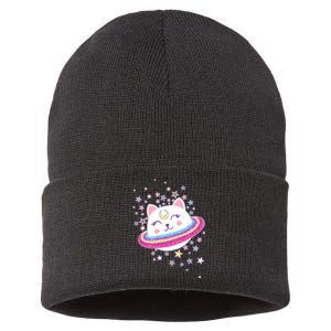 Cute Galaxy Saturn Cat  Sustainable Knit Beanie