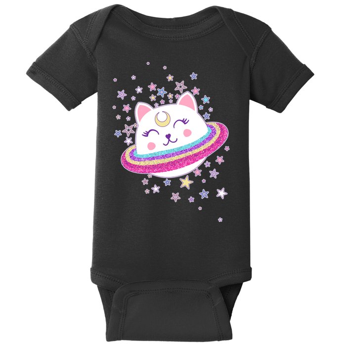 Cute Galaxy Saturn Cat  Baby Bodysuit