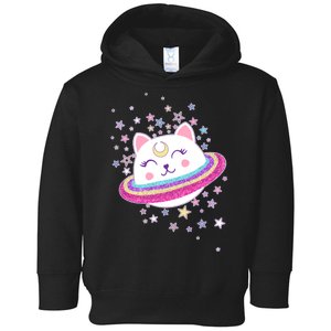 Cute Galaxy Saturn Cat  Toddler Hoodie