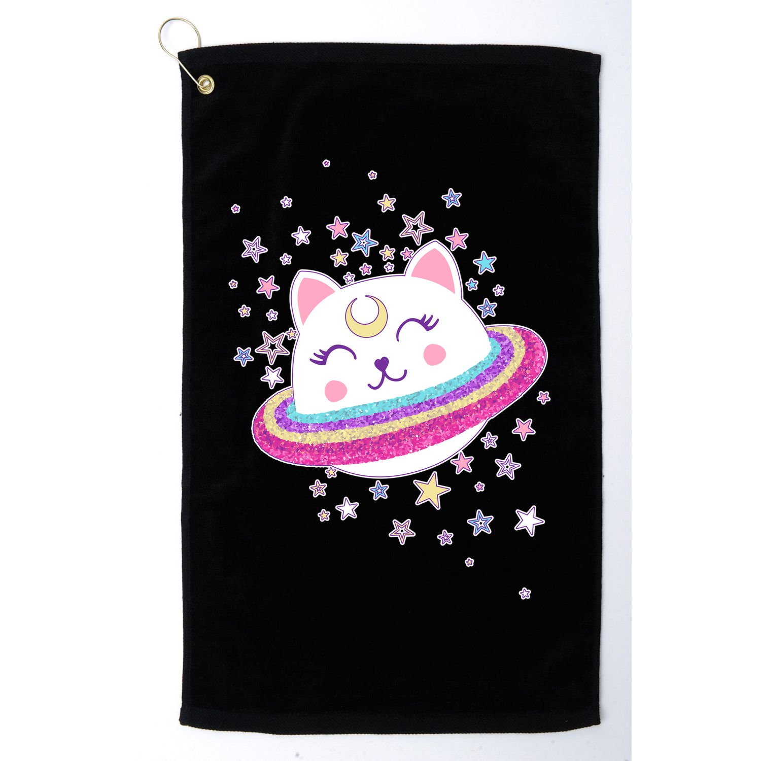 Cute Galaxy Saturn Cat  Golf Towel