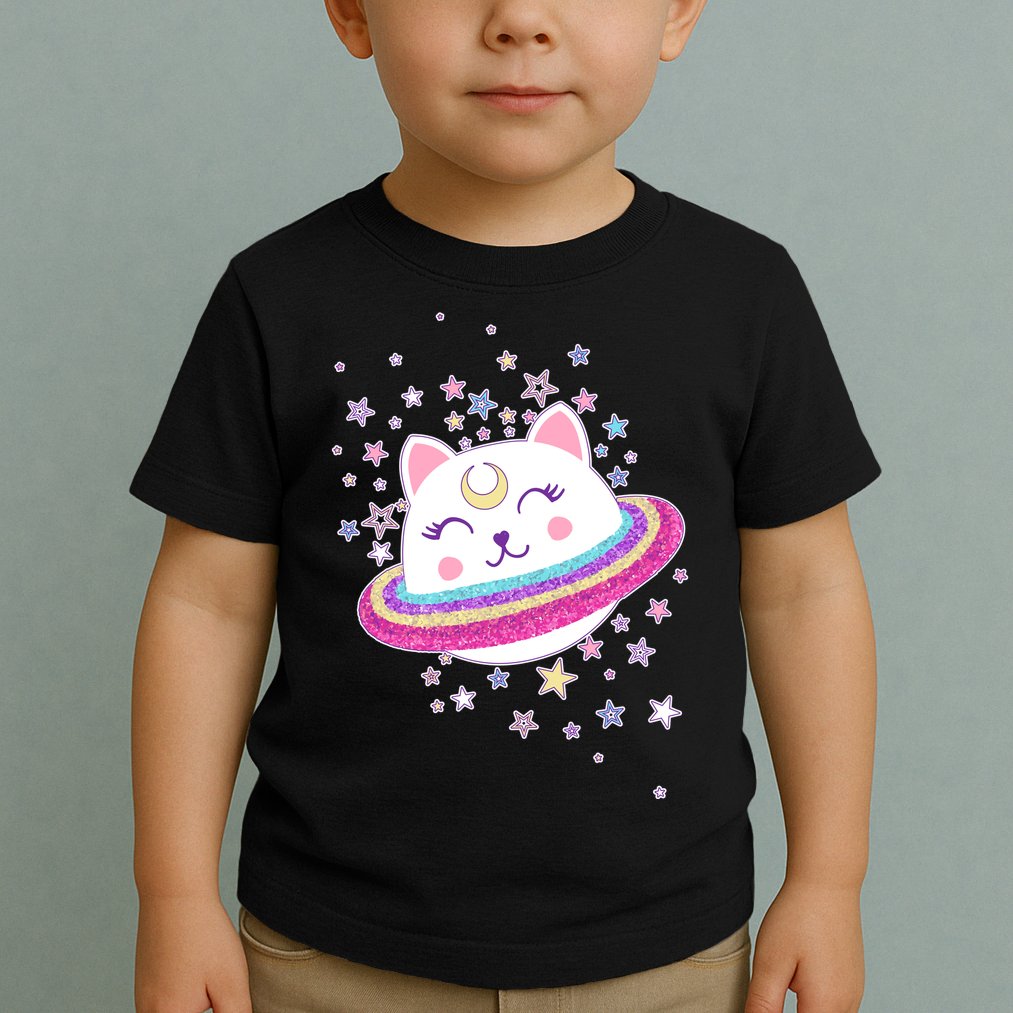 Cute Galaxy Saturn Cat  Toddler T-Shirt