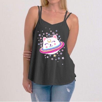 Cute Galaxy Saturn Cat  Women's Strappy Tank