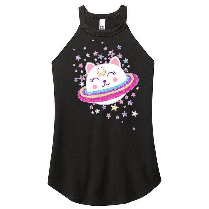 Cute Galaxy Saturn Cat  Women’s Perfect Tri Rocker Tank