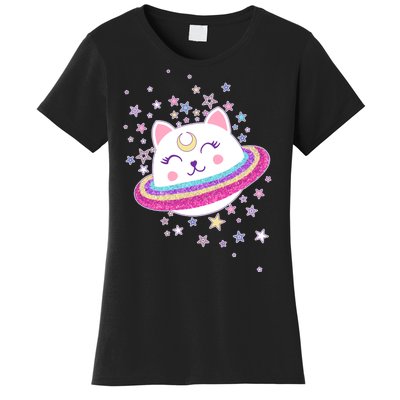 Cute Galaxy Saturn Cat  Women's T-Shirt