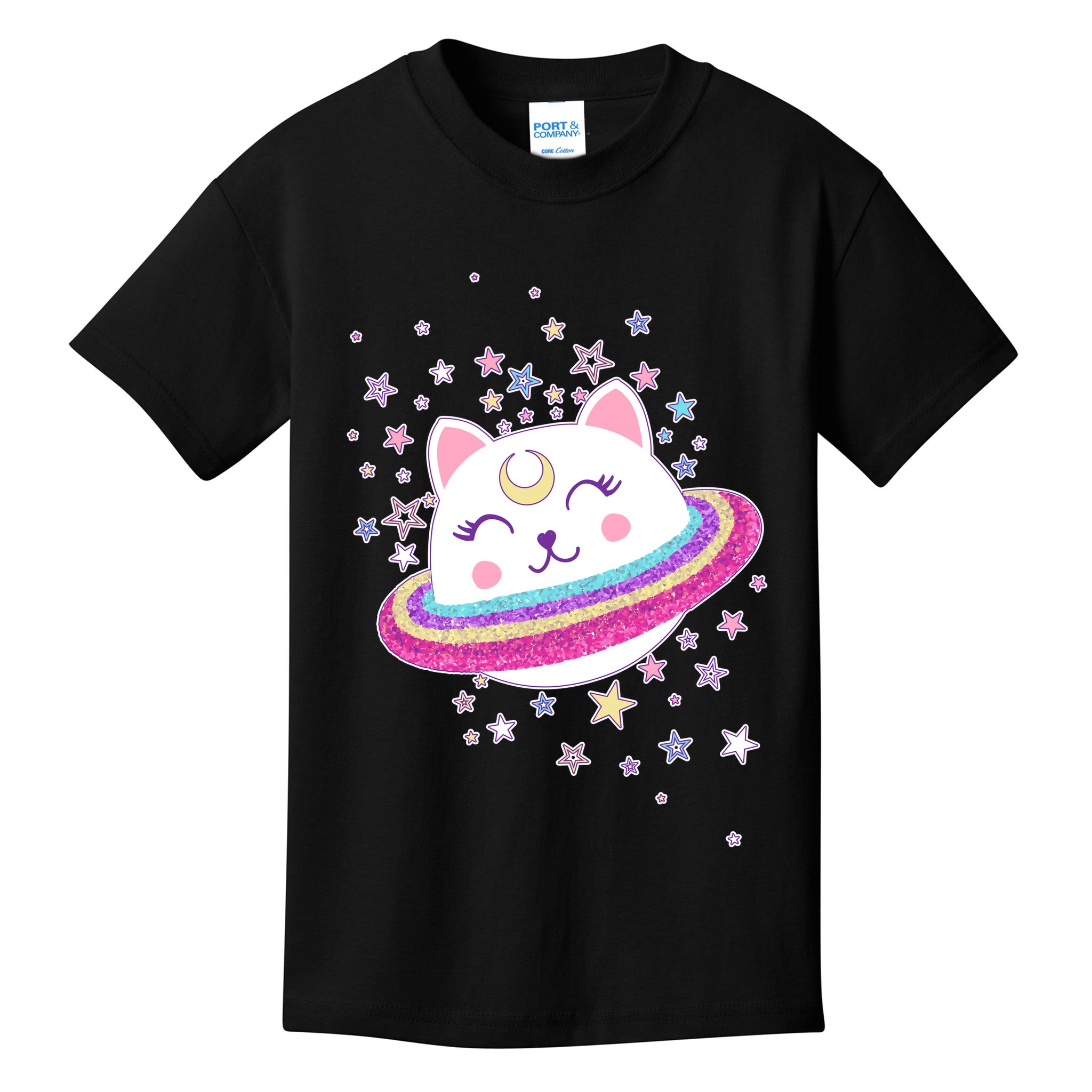 Cute Galaxy Saturn Cat  Kids T-Shirt