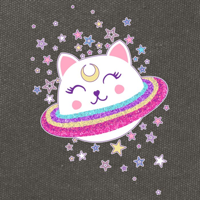 Cute Galaxy Saturn Cat  Cotton Canvas Backpack