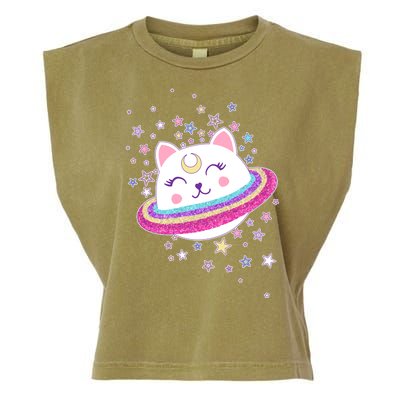 Cute Galaxy Saturn Cat  Garment-Dyed Women's Muscle Tee