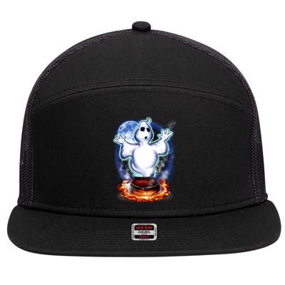 Cute Ghost Halloween 7 Panel Mesh Trucker Snapback Hat