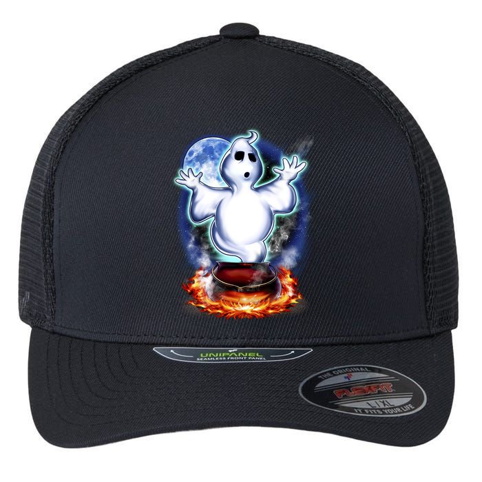 Cute Ghost Halloween Flexfit Unipanel Trucker Cap