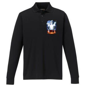 Cute Ghost Halloween Performance Long Sleeve Polo