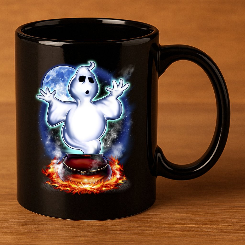 Cute Ghost Halloween 11oz C Handle Ceramic Mug