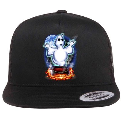 Cute Ghost Halloween Flat Bill Trucker Hat