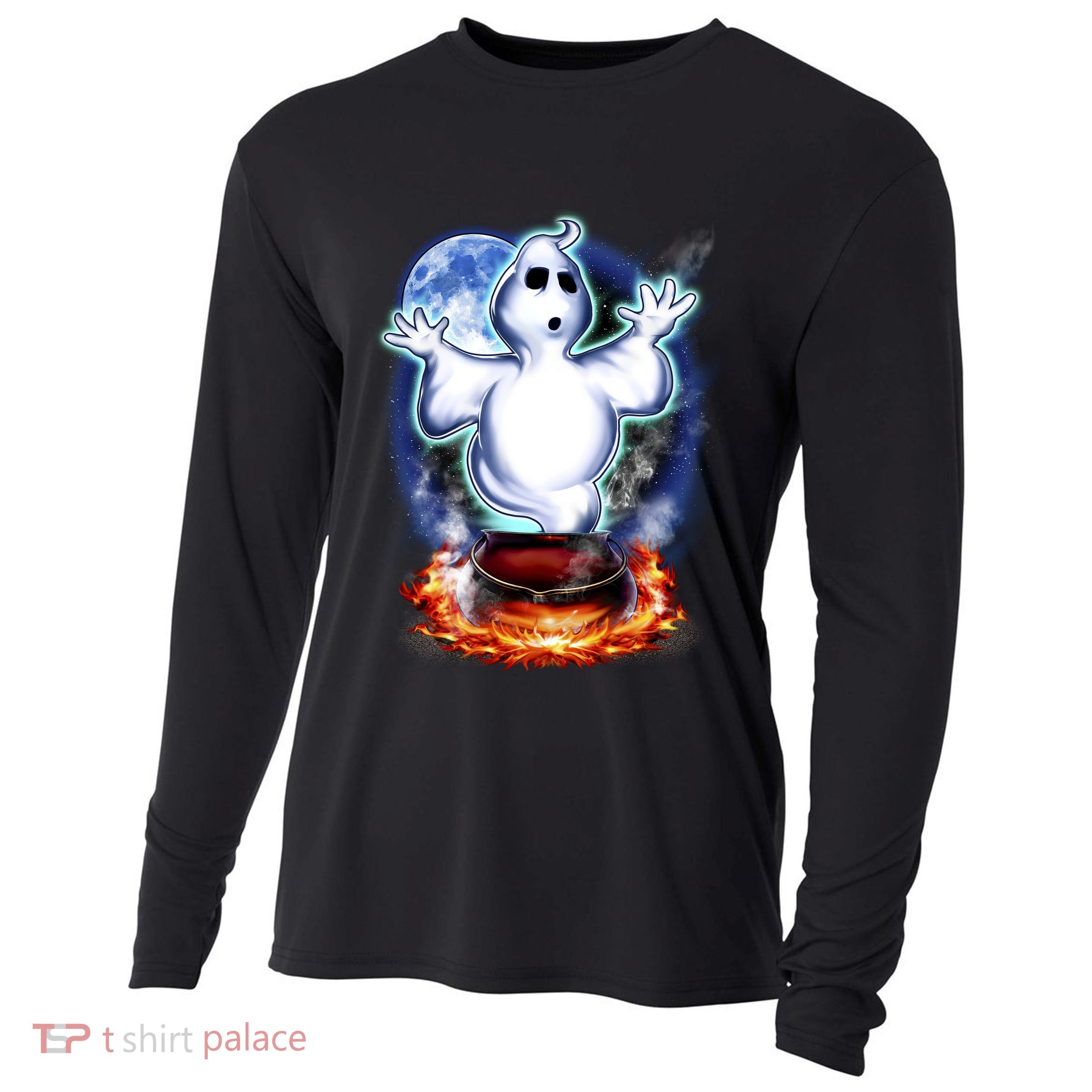 Cute Ghost Halloween Cooling Performance Long Sleeve Crew