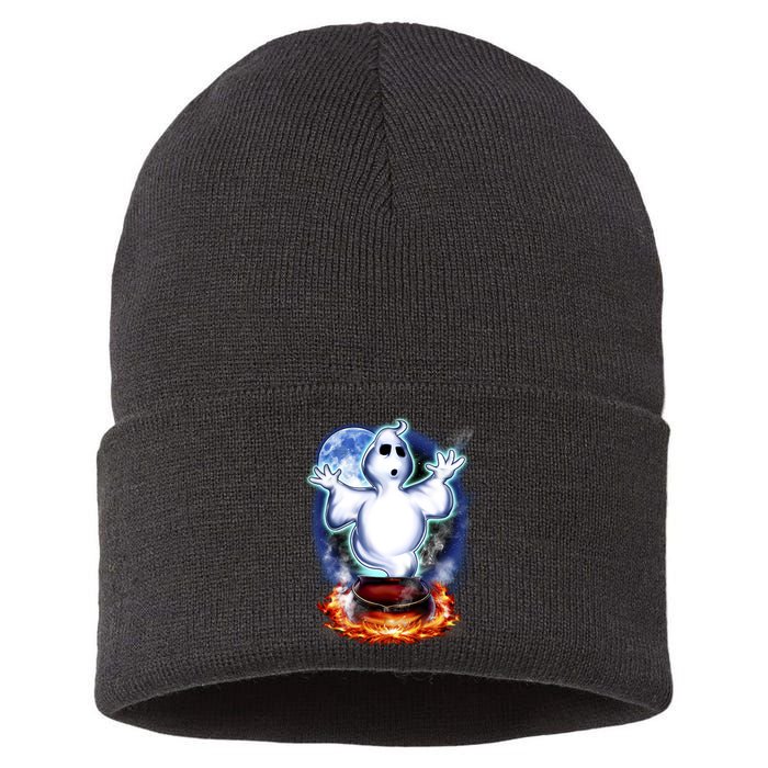 Cute Ghost Halloween Sustainable Knit Beanie