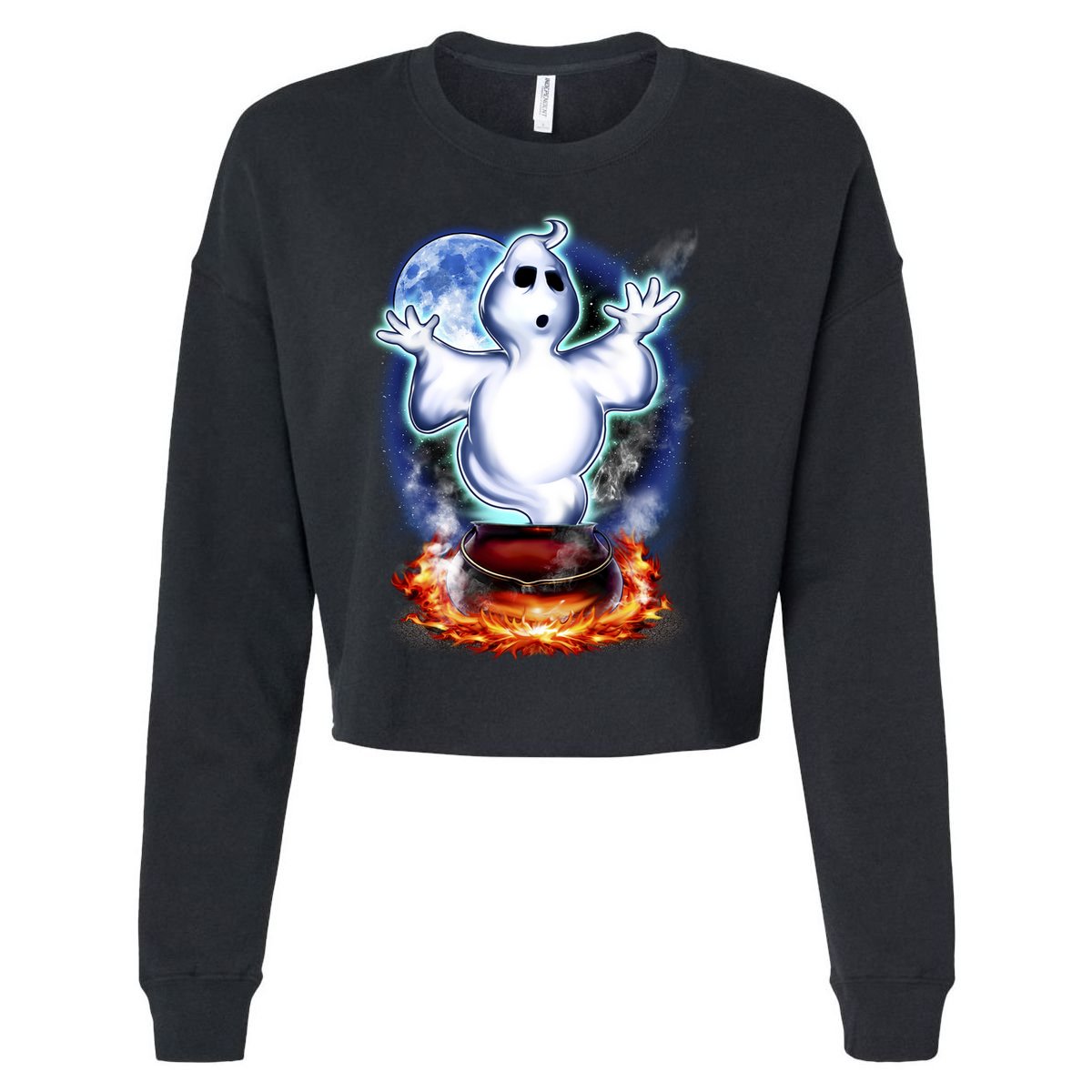 Cute Ghost Halloween Cropped Pullover Crew