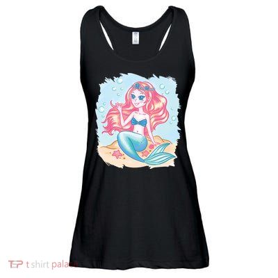 Cute Girl Mermaid Ladies Essential Flowy Tank
