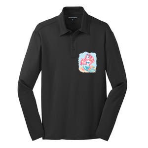 Cute Girl Mermaid Silk Touch Performance Long Sleeve Polo