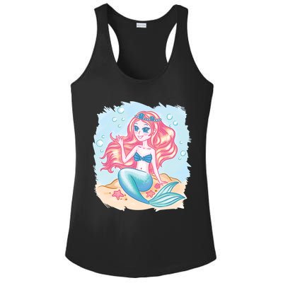 Cute Girl Mermaid Ladies PosiCharge Competitor Racerback Tank