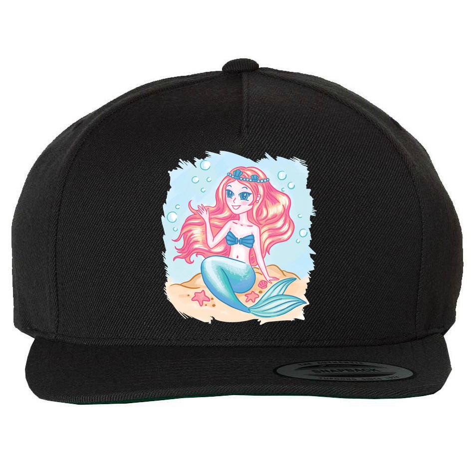 Cute Girl Mermaid Wool Snapback Cap