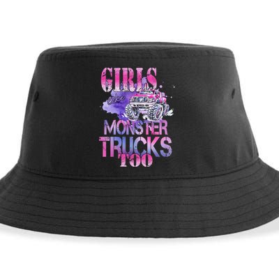 Cute Girls Like Monster Trucks Too Awesome Sustainable Bucket Hat