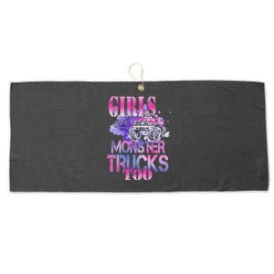 Cute Girls Like Monster Trucks Too Awesome Large Microfiber Waffle Golf Towel