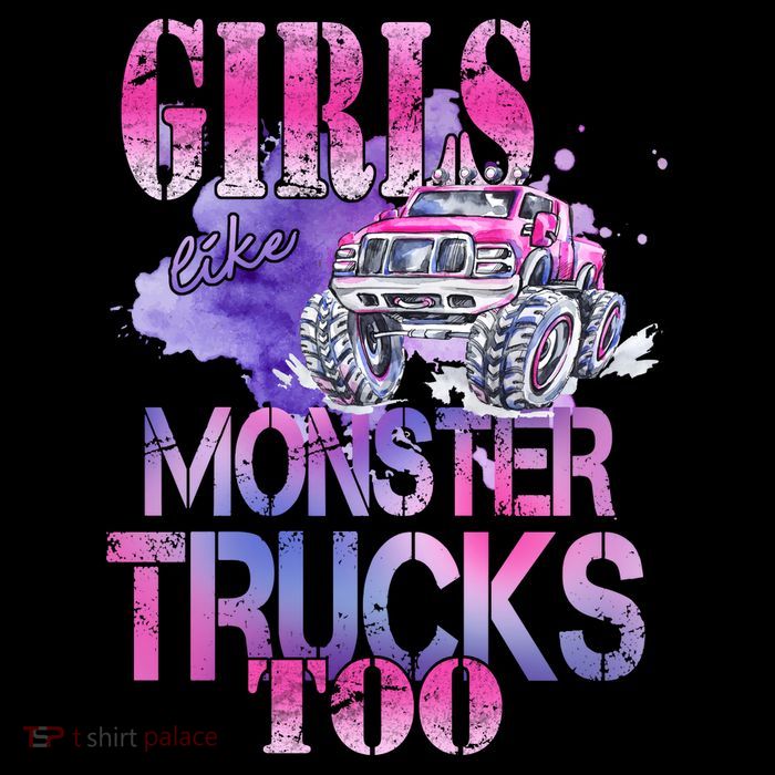 Cute Girls Like Monster Trucks Too Awesome Tie Dye Hoodie