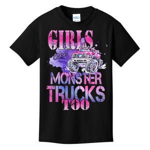 Cute Girls Like Monster Trucks Too Awesome Kids T-Shirt