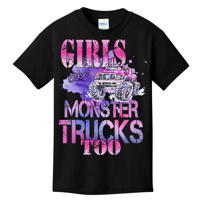 Cute Girls Like Monster Trucks Too Awesome Kids T-Shirt