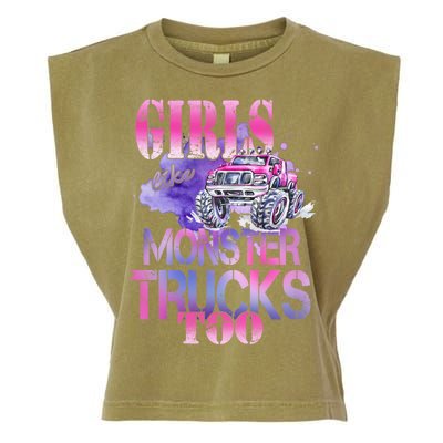 Cute Girls Like Monster Trucks Too Awesome Garment-Dyed Women's Muscle Tee