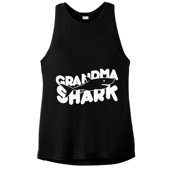 Cute Grandma Shark Ladies PosiCharge Tri-Blend Wicking Tank