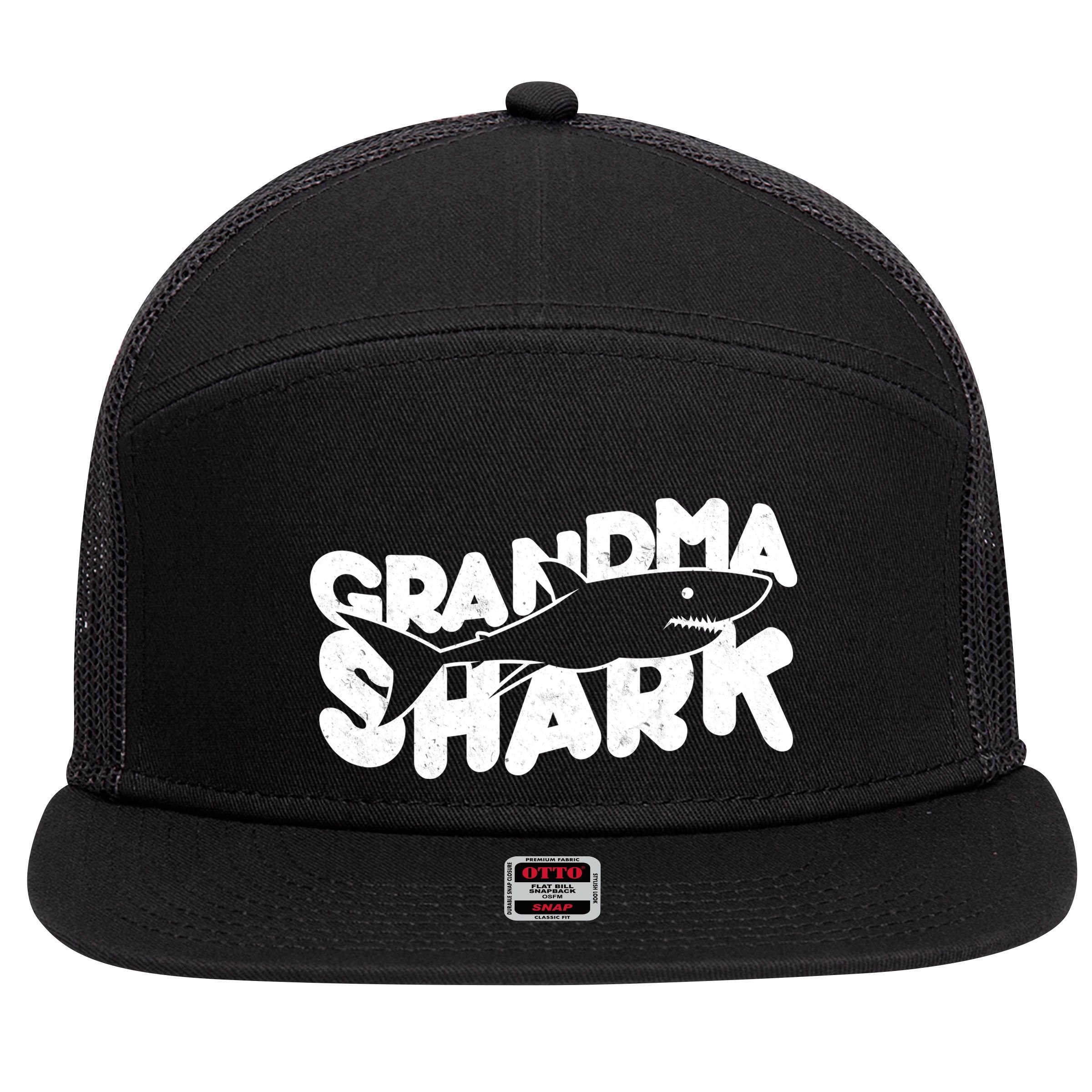 Cute Grandma Shark 7 Panel Mesh Trucker Snapback Hat