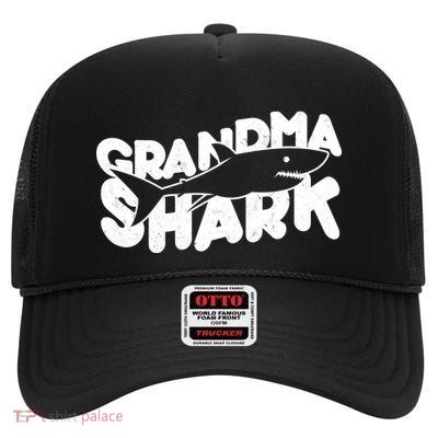 Cute Grandma Shark High Crown Mesh Back Trucker Hat