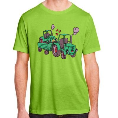 Cute Green Tractor Family Adult ChromaSoft Performance T-Shirt