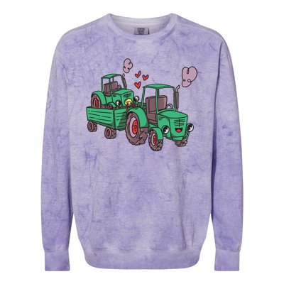 Cute Green Tractor Family Colorblast Crewneck Sweatshirt