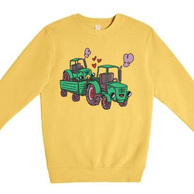 Cute Green Tractor Family Premium Crewneck Sweatshirt