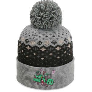 Cute Green Tractor Family The Baniff Cuffed Pom Beanie