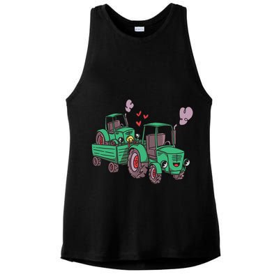 Cute Green Tractor Family Ladies PosiCharge Tri-Blend Wicking Tank